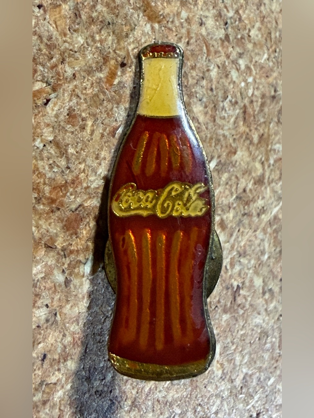 Vintage Coca Cola Contour Bottle Enamel Lapel Hat Pin Resin-Coated